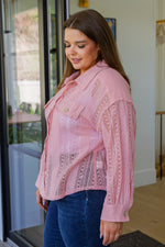 Load image into Gallery viewer, Sweeter Than Nectar Lace Button Down in Rose

