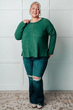 Load image into Gallery viewer, Simple Silhouette Brushed Hacci Sweater in Dark Green
