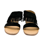 Load image into Gallery viewer, Fringe Star Sandal in Black
