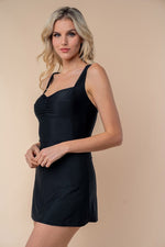 Load image into Gallery viewer, Ruched Swim Dress with Removable Bra Pads in Black
