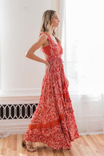Load image into Gallery viewer, Floral Maxi Dress in Rust
