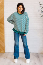 Load image into Gallery viewer, Too Good to be True Striped Drop Shoulder Top in Green
