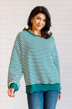 Load image into Gallery viewer, Too Good to be True Striped Drop Shoulder Top in Green
