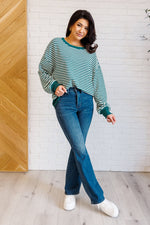 Load image into Gallery viewer, Too Good to be True Striped Drop Shoulder Top in Green
