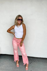 Load image into Gallery viewer, PREORDER: Pink Urban Distressed Crop Jeans
