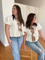 Load image into Gallery viewer, PREORDER: Tied Up In A Bow Textured Blouse
