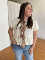 Load image into Gallery viewer, PREORDER: Tied Up In A Bow Textured Blouse
