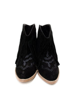 Load image into Gallery viewer, Amos Fringe Ankle Bootie in Black Suede
