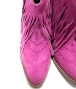 Load image into Gallery viewer, Amos Fringe Ankle Bootie in Magenta Suede
