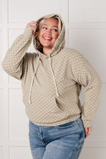 Load image into Gallery viewer, Ask Me Out Checkered Hoodie in Sage
