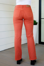 Load image into Gallery viewer, Autumn Mid Rise Slim Bootcut Jeans in Terracotta
