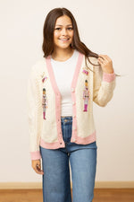 Load image into Gallery viewer, Beige and Pink Nutcracker Sweater
