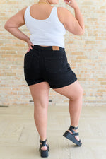 Load image into Gallery viewer, Bentli High Rise Side Tie Denim Skort in Black
