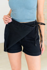 Load image into Gallery viewer, Bentli High Rise Side Tie Denim Skort in Black
