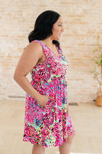 Load image into Gallery viewer, Bless Your Heart V-Neck Dress in Neon Fuchsia
