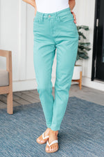Load image into Gallery viewer, Bridgette High Rise Garment Dyed Slim Jeans in Aquamarine
