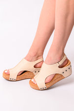 Load image into Gallery viewer, Carley Wedge Sandals in Cream
