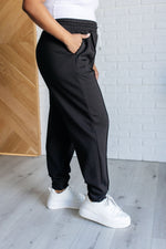 Load image into Gallery viewer, Center Seam Scuba Joggers in Black
