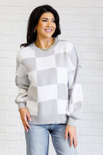Load image into Gallery viewer, Check Yourself Checkered Sweater in Grey
