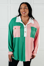 Load image into Gallery viewer, Chip Off the Old Colorblock V-Neck Henley in Green
