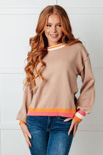 Load image into Gallery viewer, Conversational Moment Striped Trim Sweater
