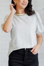 Load image into Gallery viewer, Diamonds and Pearls Puff Sleeve Top in Light Grey
