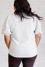 Load image into Gallery viewer, Diamonds and Pearls Puff Sleeve Top in Light Grey
