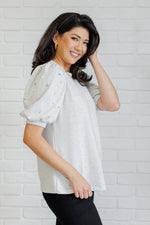 Load image into Gallery viewer, Diamonds and Pearls Puff Sleeve Top in Light Grey
