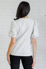 Load image into Gallery viewer, Diamonds and Pearls Puff Sleeve Top in Light Grey
