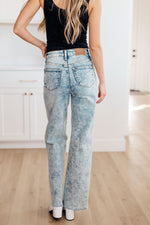 Load image into Gallery viewer, Dory High Waist Mineral Wash Raw Hem Wide Leg Jeans
