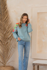 Load image into Gallery viewer, Floral Embroidered Sweatshirt
