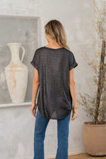 Load image into Gallery viewer, Shimmer Cuffed Top in Black
