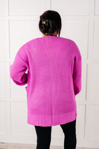 Everything Layer Waffle Knit Open Front Cardigan in Bright Mauve