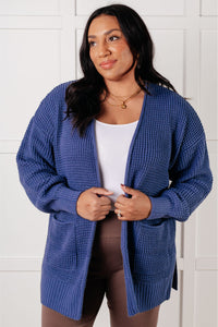 Everything Layer Waffle Knit Open Front Cardigan in Marlin