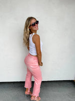 Load image into Gallery viewer, PREORDER: Pink Urban Distressed Crop Jeans
