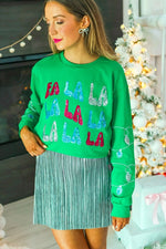 Load image into Gallery viewer, Fa La La Sequins Green Sweater
