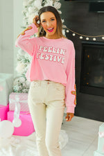 Load image into Gallery viewer, Feelin Festive Pink Sweater
