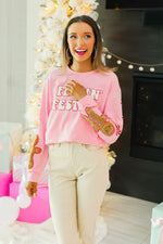 Load image into Gallery viewer, Feelin Festive Pink Sweater
