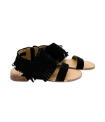 Load image into Gallery viewer, Fringe Star Sandal in Black
