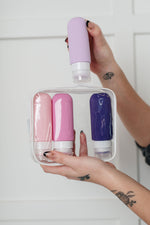 Load image into Gallery viewer, From Here to There Toiletry Travel Bottles in Lavender
