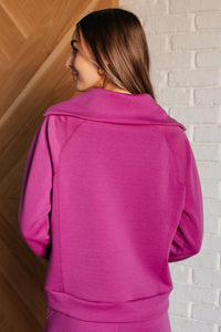 Hamptons Travel Half Zip Pullover in Magenta