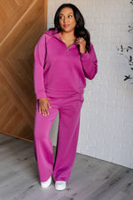 Load image into Gallery viewer, Hamptons Travel Half Zip Pullover in Magenta
