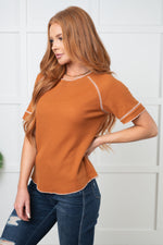 Load image into Gallery viewer, Heartbreaker Waffle Knit Tee in Chestnut
