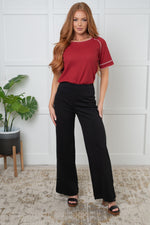 Load image into Gallery viewer, Heartbreaker Waffle Knit Tee in Cranberry
