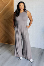 Load image into Gallery viewer, Hilary Wide Leg Jumpsuit in Grey
