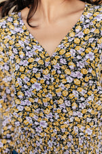 Load image into Gallery viewer, Honey Honey Floral Smocked Blouse in Black
