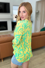 Load image into Gallery viewer, Lizzy Top in Kelly Green and Yellow Floral
