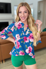 Load image into Gallery viewer, Lizzy Top in Teal and Magenta Floral
