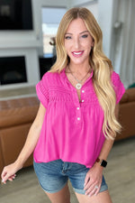 Load image into Gallery viewer, Pleat Detail Button Up Blouse in Hot Pink
