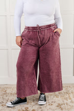 Load image into Gallery viewer, In or Out Wide Leg Cropped Pants in Eggplant
